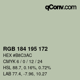 Código de color: RGB 184 195 172 | qconv.com