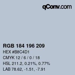 Color code: RGB 184 196 209 | qconv.com