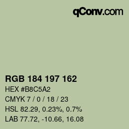 カラーコード: RGB 184 197 162 | qconv.com
