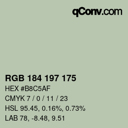 Código de color: RGB 184 197 175 | qconv.com