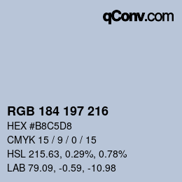 Color code: RGB 184 197 216 | qconv.com