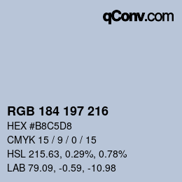 Color code: RGB 184 197 216 | qconv.com