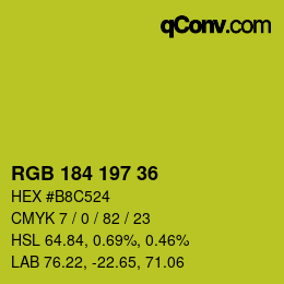 Color code: RGB 184 197 36 | qconv.com