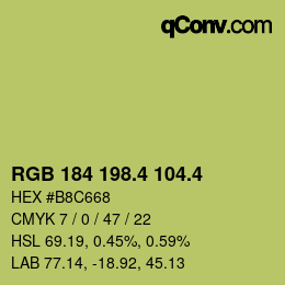 カラーコード: RGB 184 198.4 104.4 | qconv.com