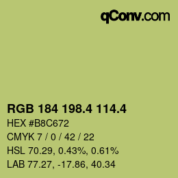 カラーコード: RGB 184 198.4 114.4 | qconv.com