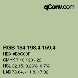 カラーコード: RGB 184 198.4 159.4 | qconv.com
