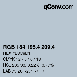 カラーコード: RGB 184 198.4 209.4 | qconv.com