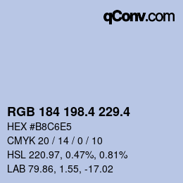 カラーコード: RGB 184 198.4 229.4 | qconv.com