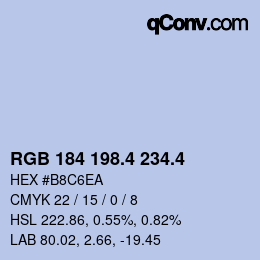 カラーコード: RGB 184 198.4 234.4 | qconv.com