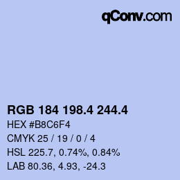カラーコード: RGB 184 198.4 244.4 | qconv.com
