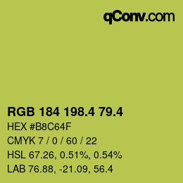 カラーコード: RGB 184 198.4 79.4 | qconv.com