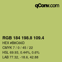 カラーコード: RGB 184 198.8 109.4 | qconv.com
