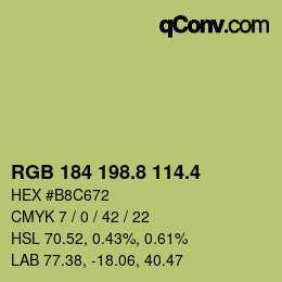 カラーコード: RGB 184 198.8 114.4 | qconv.com