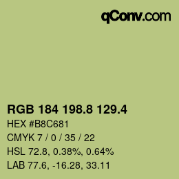 カラーコード: RGB 184 198.8 129.4 | qconv.com