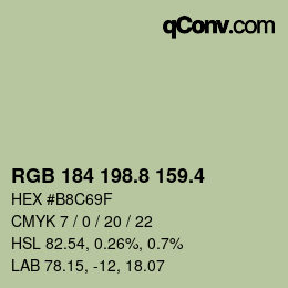 カラーコード: RGB 184 198.8 159.4 | qconv.com