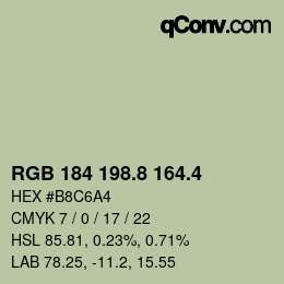 カラーコード: RGB 184 198.8 164.4 | qconv.com