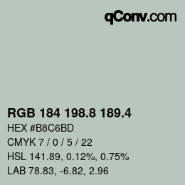 カラーコード: RGB 184 198.8 189.4 | qconv.com