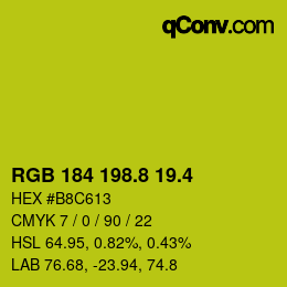 カラーコード: RGB 184 198.8 19.4 | qconv.com