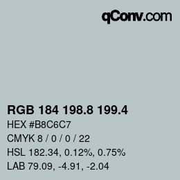 カラーコード: RGB 184 198.8 199.4 | qconv.com