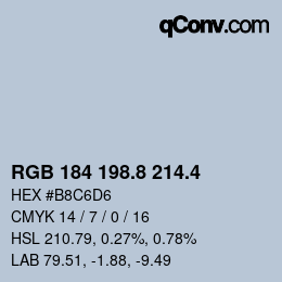カラーコード: RGB 184 198.8 214.4 | qconv.com