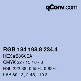 カラーコード: RGB 184 198.8 234.4 | qconv.com