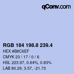 カラーコード: RGB 184 198.8 239.4 | qconv.com