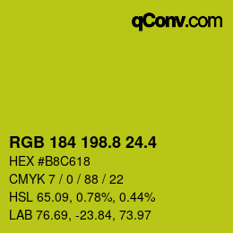 カラーコード: RGB 184 198.8 24.4 | qconv.com