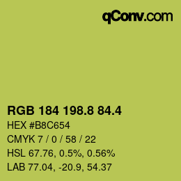 カラーコード: RGB 184 198.8 84.4 | qconv.com