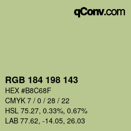 Color code: RGB 184 198 143 | qconv.com