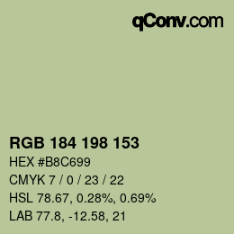 Color code: RGB 184 198 153 | qconv.com