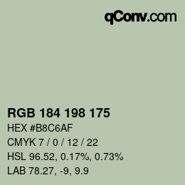 カラーコード: RGB 184 198 175 | qconv.com