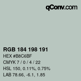カラーコード: RGB 184 198 191 | qconv.com