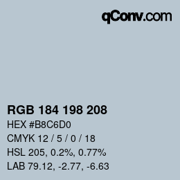 Color code: RGB 184 198 208 | qconv.com