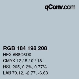 Color code: RGB 184 198 208 | qconv.com