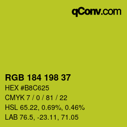 Color code: RGB 184 198 37 | qconv.com