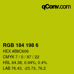 Color code: RGB 184 198 6 | qconv.com