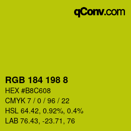 Color code: RGB 184 198 8 | qconv.com