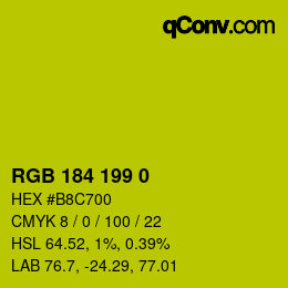 Color code: RGB 184 199 0 | qconv.com