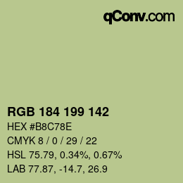 Color code: RGB 184 199 142 | qconv.com