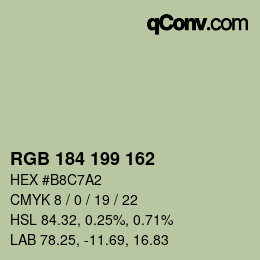 Color code: RGB 184 199 162 | qconv.com