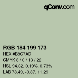 Color code: RGB 184 199 173 | qconv.com