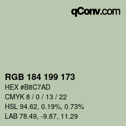颜色代码: RGB 184 199 173 | qconv.com