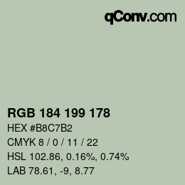 カラーコード: RGB 184 199 178 | qconv.com