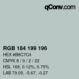Farbcode: RGB 184 199 196 | qconv.com