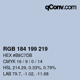 Color code: RGB 184 199 219 | qconv.com