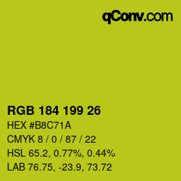 Color code: RGB 184 199 26 | qconv.com