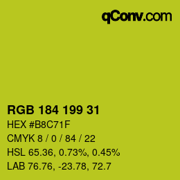 Color code: RGB 184 199 31 | qconv.com