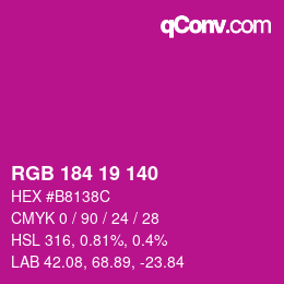 Color code: RGB 184 19 140 | qconv.com