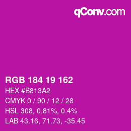 Color code: RGB 184 19 162 | qconv.com