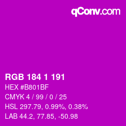 カラーコード: RGB 184 1 191 | qconv.com